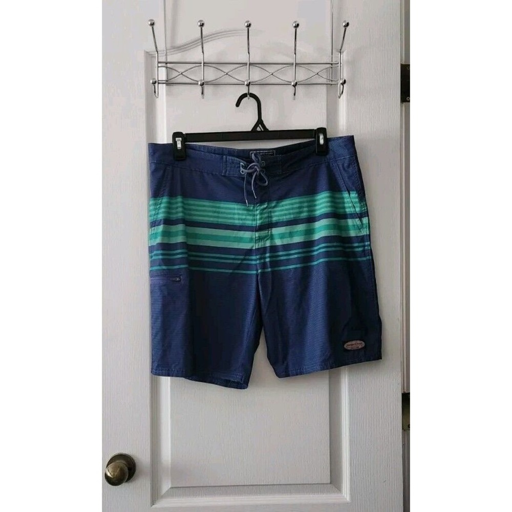 Vineyard Vines Men's Performance Board Shortsโ Blue and Green Stripe Size 36